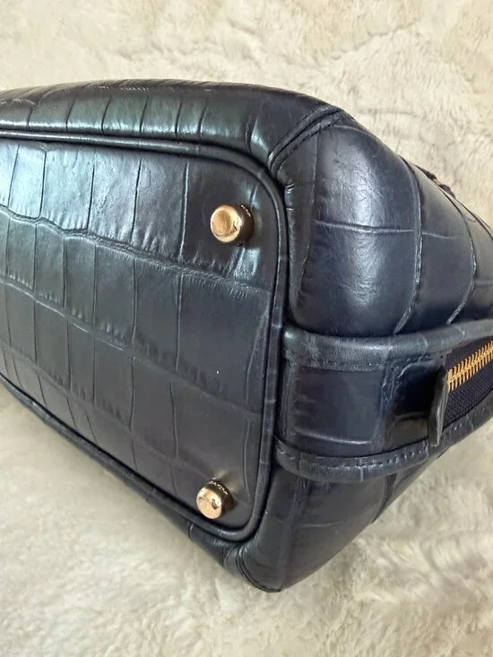 Coach Prince Street Satchel Navy Leather Crocodile-Embossed Crossbody/Handbag - Picture 10 of 16